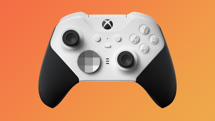 xbox elite series 2 core controller on a coloured background for our best gaming controllers for PC article