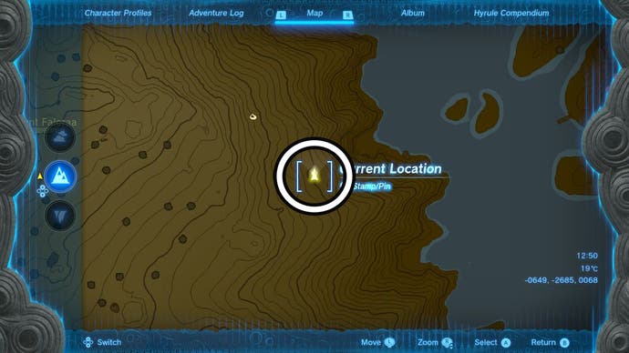 Map showing the location of the tenth Dragon Tear in The Legend of Zelda: Tears of the Kingdom.
